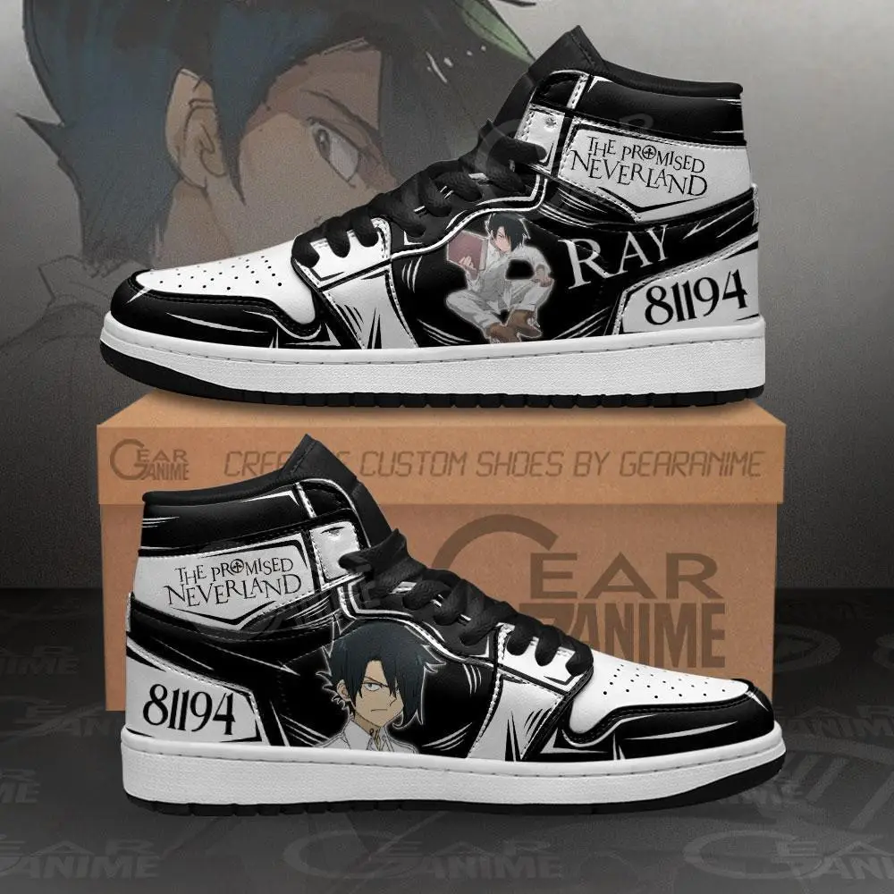 Air JD Hightop Shoes Ray The Promised Neverland JD1s Sneakers Custom Anime Shoes