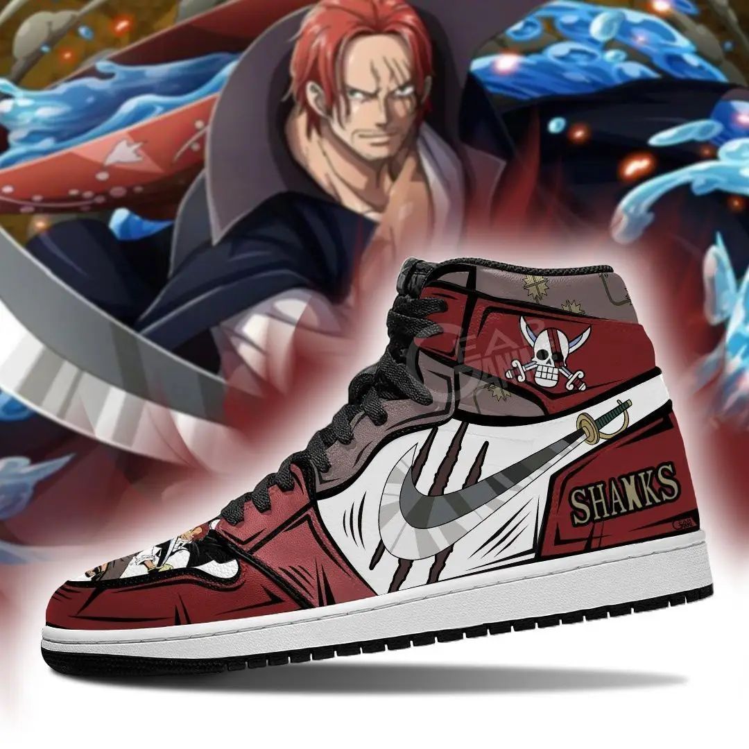 Air JD Hightop Shoes Red Haired Shanks Gryphon Sword Custom Anime One Piece Shoes