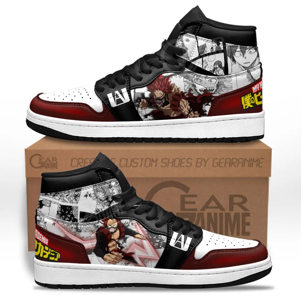 Air JD Hightop Shoes Red Riot JD1s Sneakers My Hero Academia Custom Anime Shoes Mix Manga