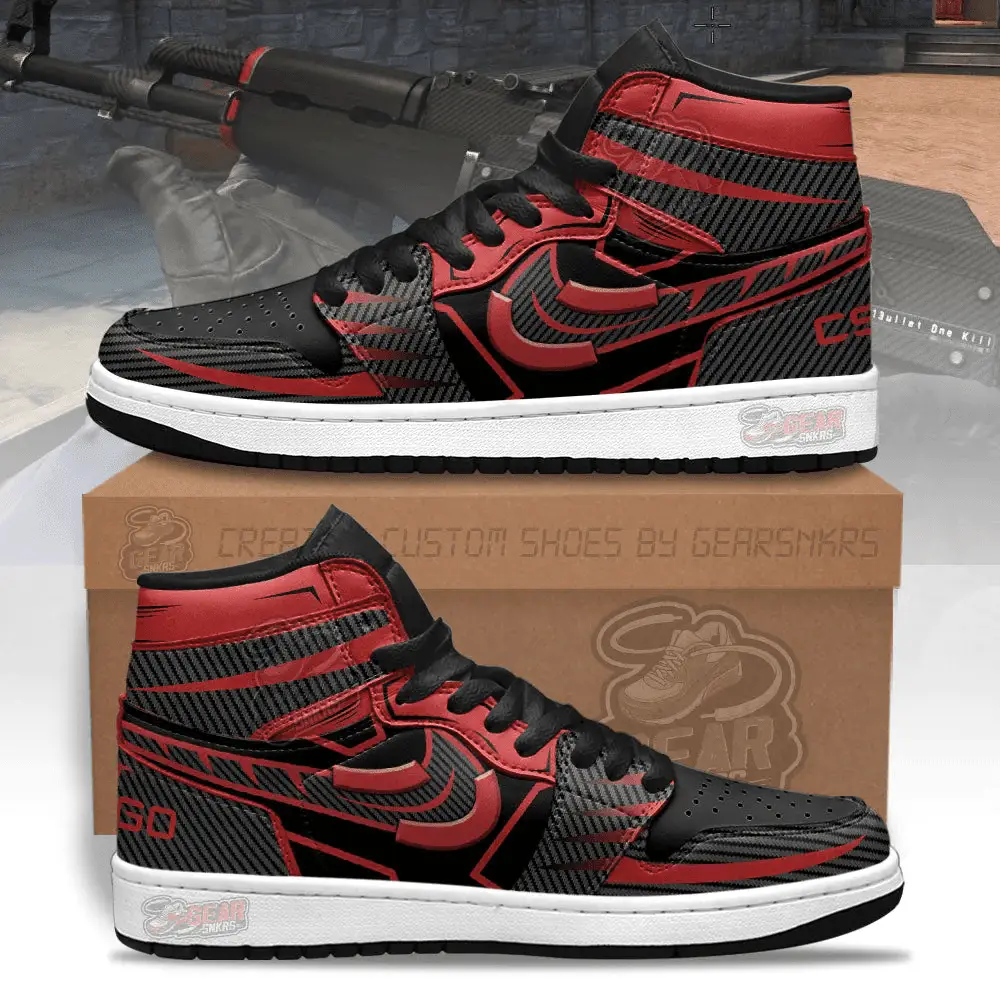 Air JD Hightop Shoes Redline Counter-Strike Skins J1 Shoes Custom For Fans