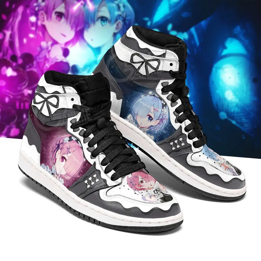 Air JD Hightop Shoes Re:Zero Rem Ram JD1s Sneakers Custom Anime Shoes Air JD Hightop Shoes Re:Zero Rem Ram JD1s Sneakers Custom Anime Shoes - Image 1