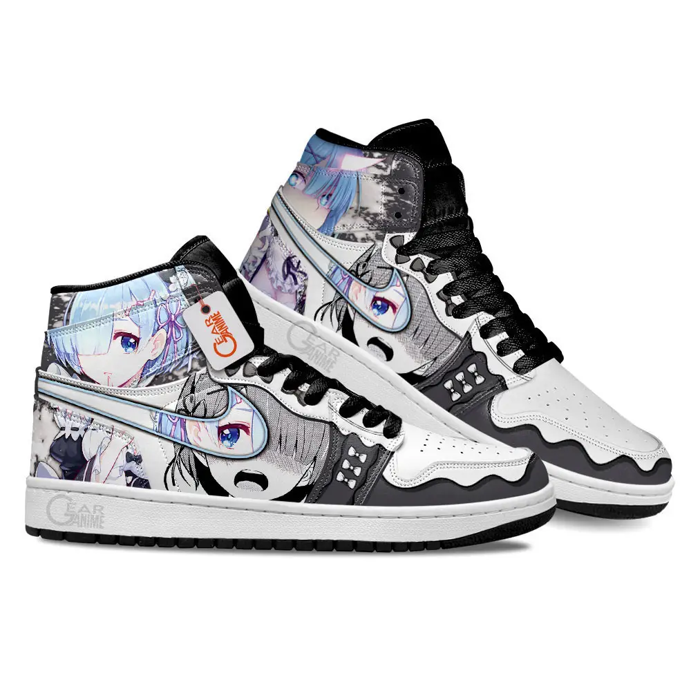 Air JD Hightop Shoes Re:Zero Rem Sneakers Custom Anime Shoes MN0504
