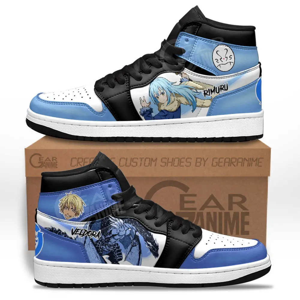 Air JD Hightop Shoes Rimuru Tempest and Veldora JD1s Sneakers Reincarnated as a Slime Custom Anime Shoes