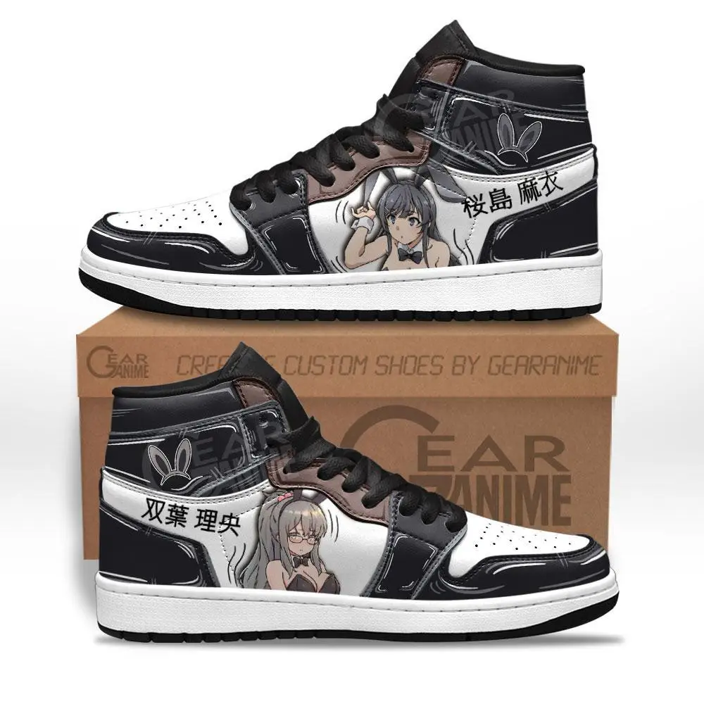 Air JD Hightop Shoes Rio Futaba and Sakurajima Mai JD1s Sneakers Custom Bunny Girls Anime Shoes