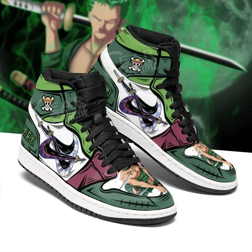 Air JD Hightop Shoes Roronoa Zoro JD Sneakers Custom Santoryu Three Swords
