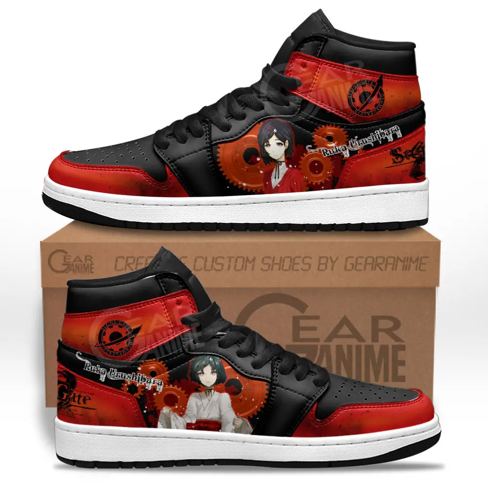 Air JD Hightop Shoes Ruka Urushibara JD1s Sneakers Steins Gate Custom Anime Shoes