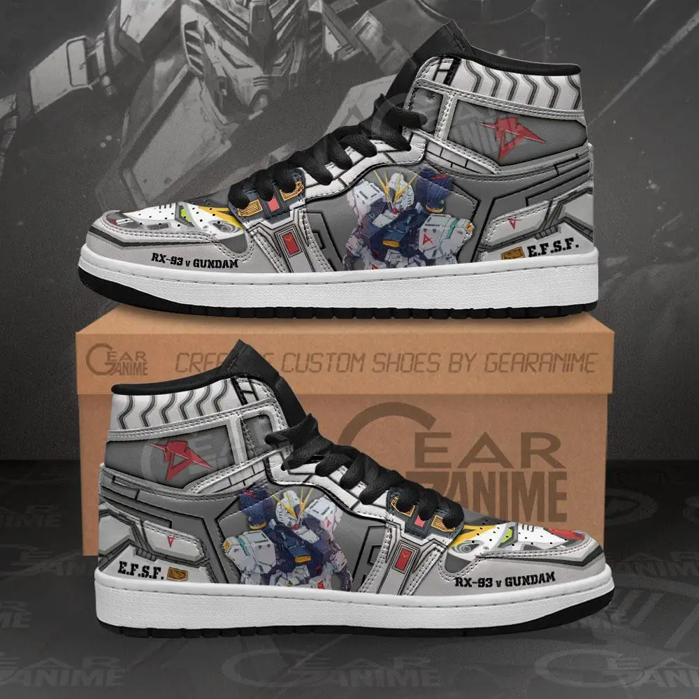 Air JD Hightop Shoes RX-93 v Gundam JD1s Sneakers Custom Gundam Anime Shoes