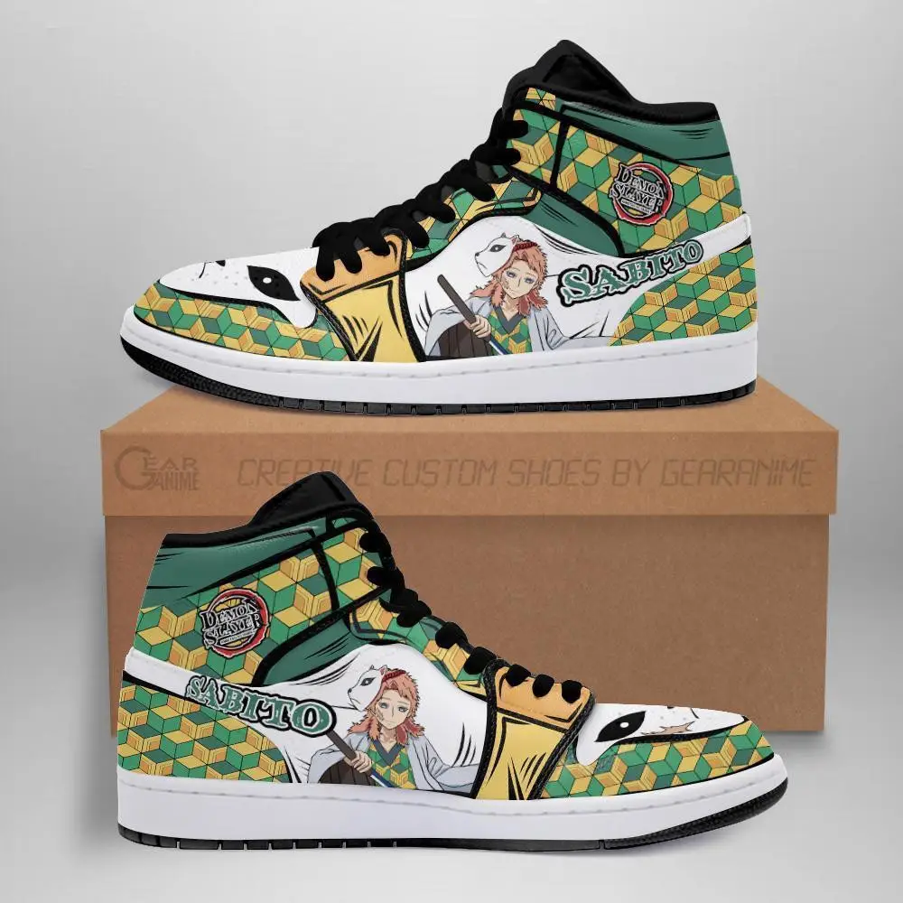 Air JD Hightop Shoes Sabito JD1s Sneakers Custom Anime Demon Slayer Shoes