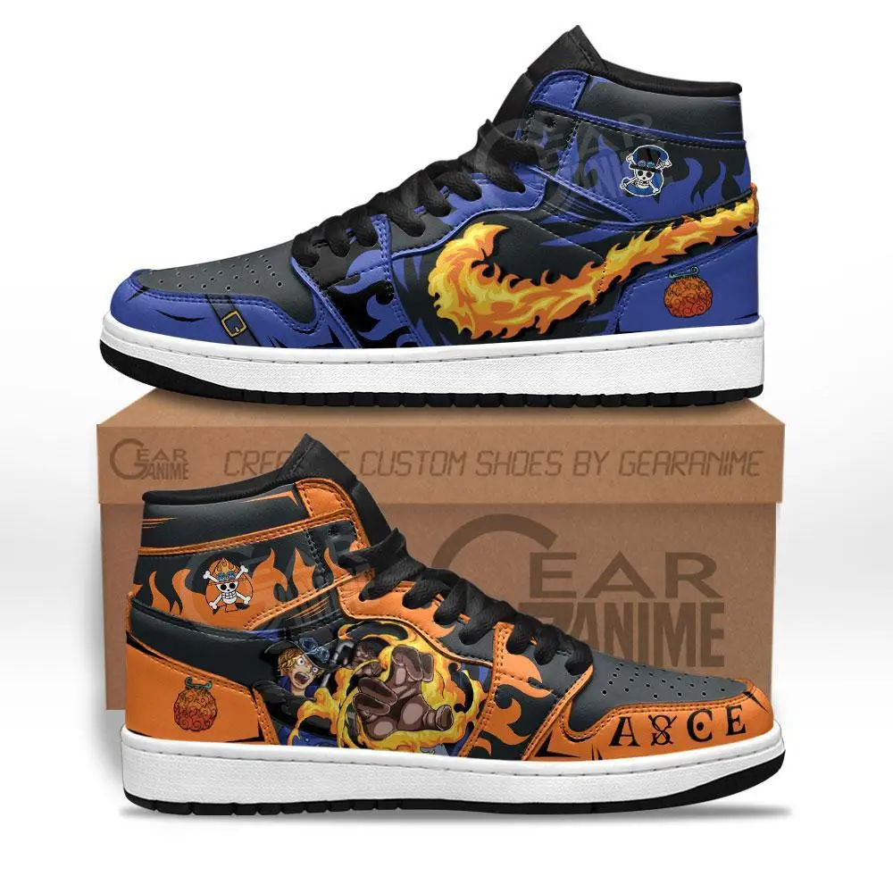 Air JD Hightop Shoes Sabo and Portgas Ace JD1s Sneakers Custom Anime One Piece Shoes