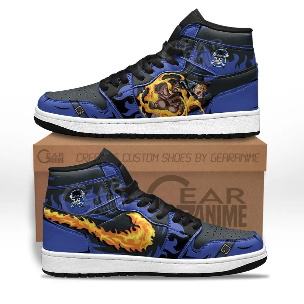 Air JD Hightop Shoes Sabo Mera Mera JD1s Sneakers Custom Anime One Piece Shoes