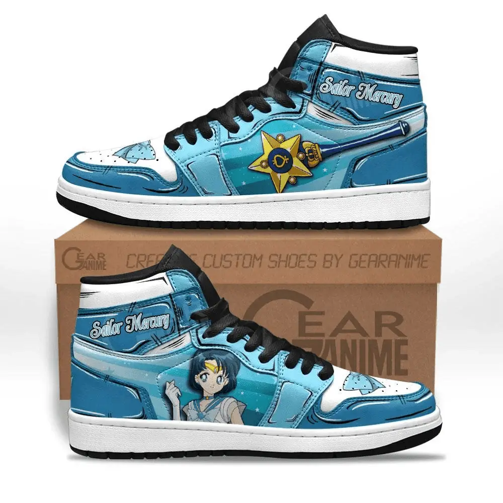 Air JD Hightop Shoes Sailor Mercury JD1s Sneakers Custom Anime Sailor Shoes