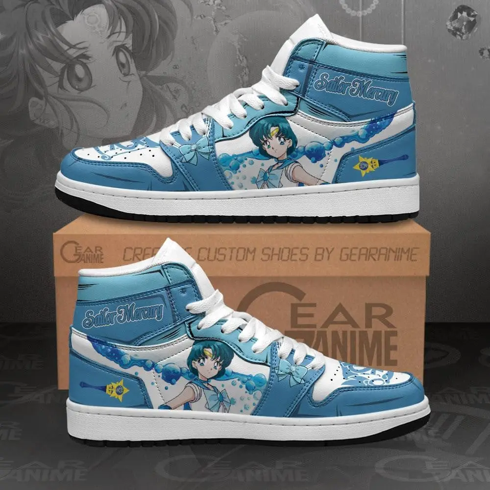 Air JD Hightop Shoes Sailor Mercury JD1s Sneakers Sailor Anime Shoes MN11
