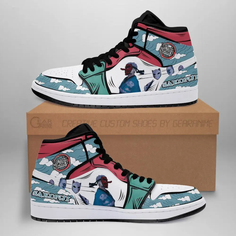 Air JD Hightop Shoes Sakonji Urokodaki JD1s Sneakers Custom Anime Demon Slayer Shoes