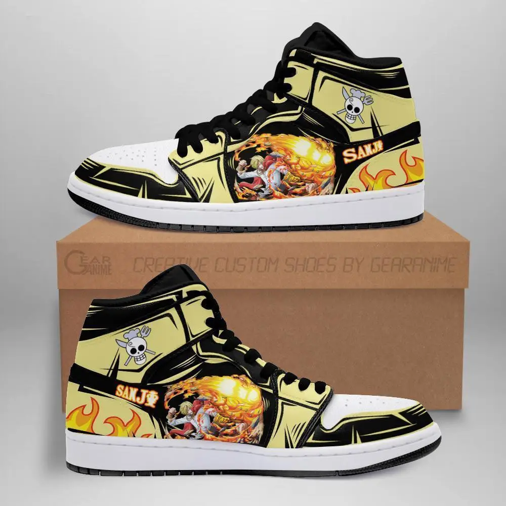 Air JD Hightop Shoes Sanji Diable Jambe JD1s Sneakers Custom Anime One Piece Shoes