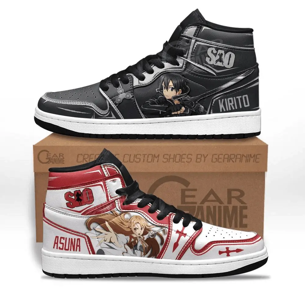 Air JD Hightop Shoes SAO Kirito And Asuna JD1s Sneakers Custom