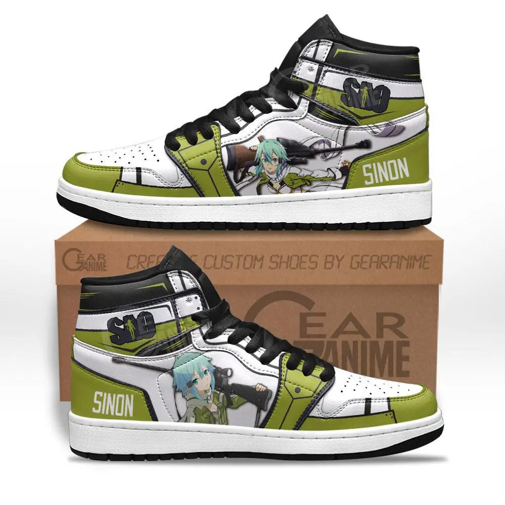 Air JD Hightop Shoes SAO Sinon JD1s Sneakers Custom Anime Sword Art Online Shoes