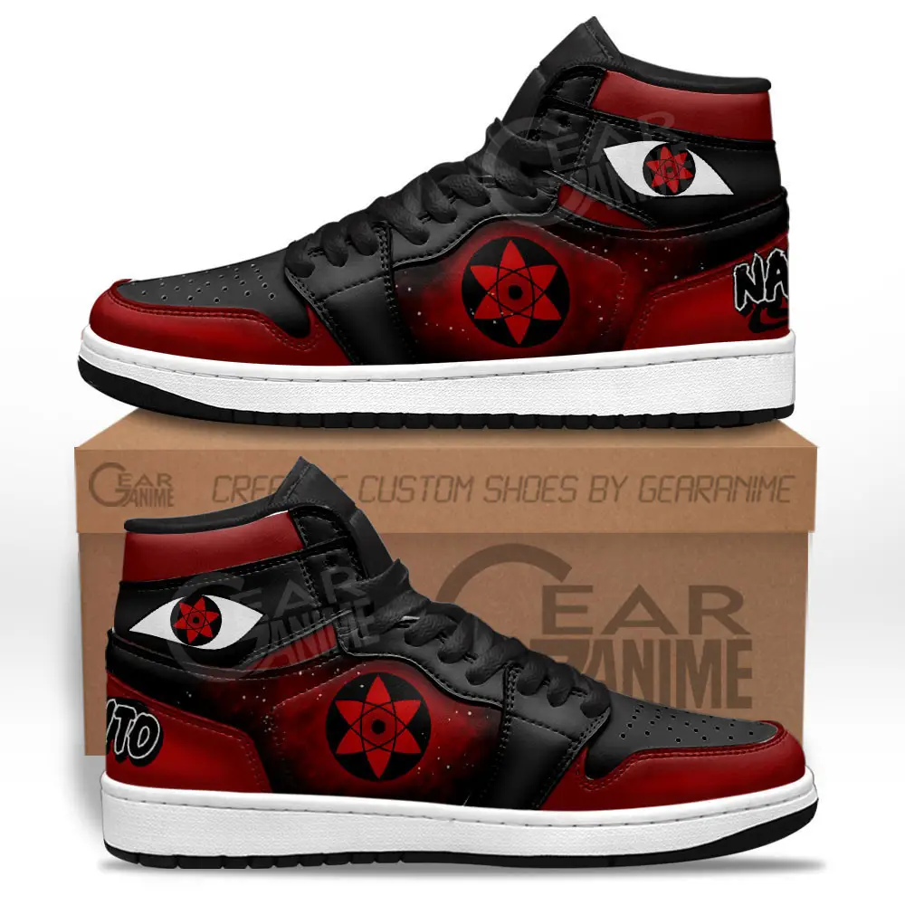 Air JD Hightop Shoes Sasuke Mangekyo Sharingan JD1s Sneakers Custom NRT Anime Dojutsu Shoes