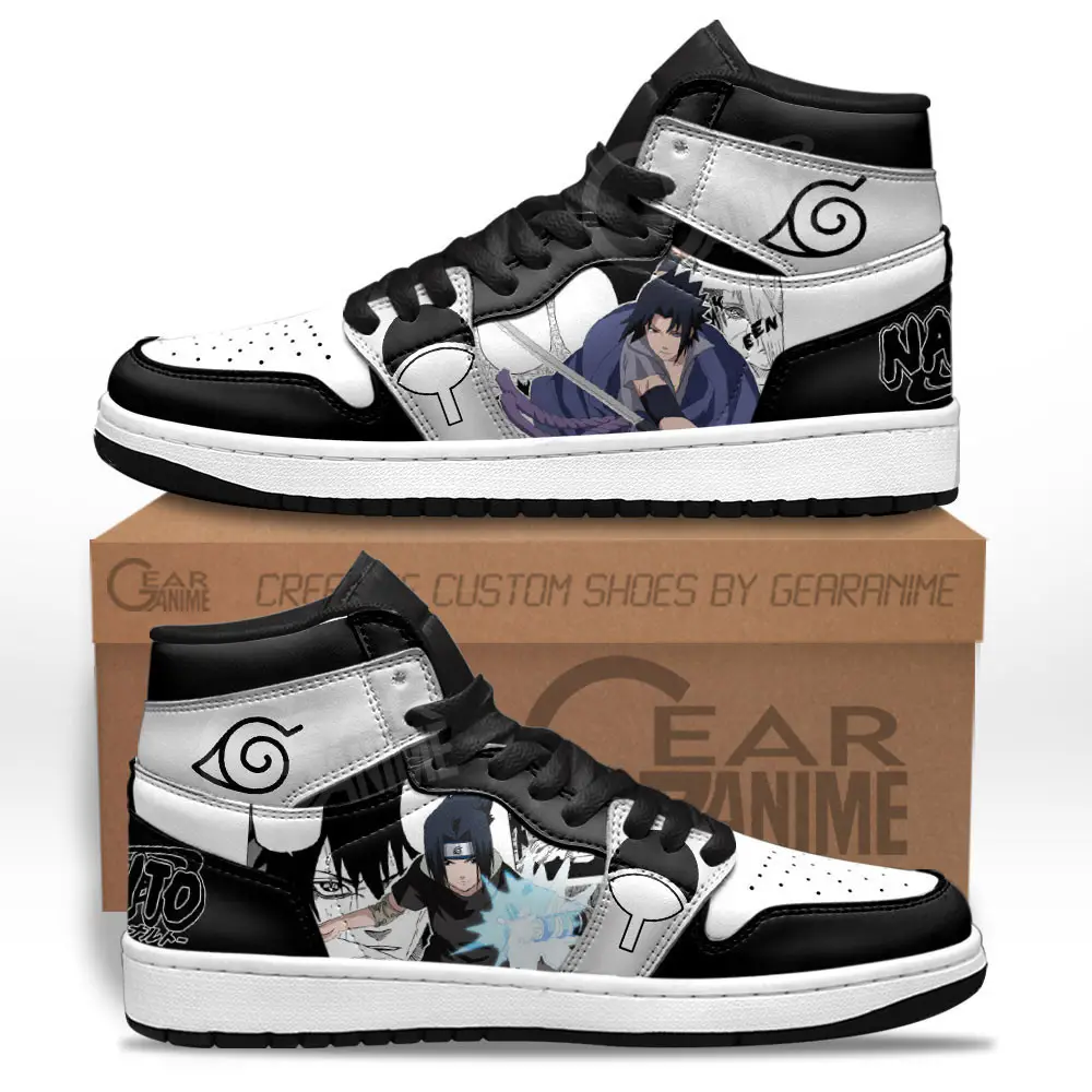 Air JD Hightop Shoes Sasuke Uchiha JD1s Sneakers Custom Anime Shoes Mix Manga
