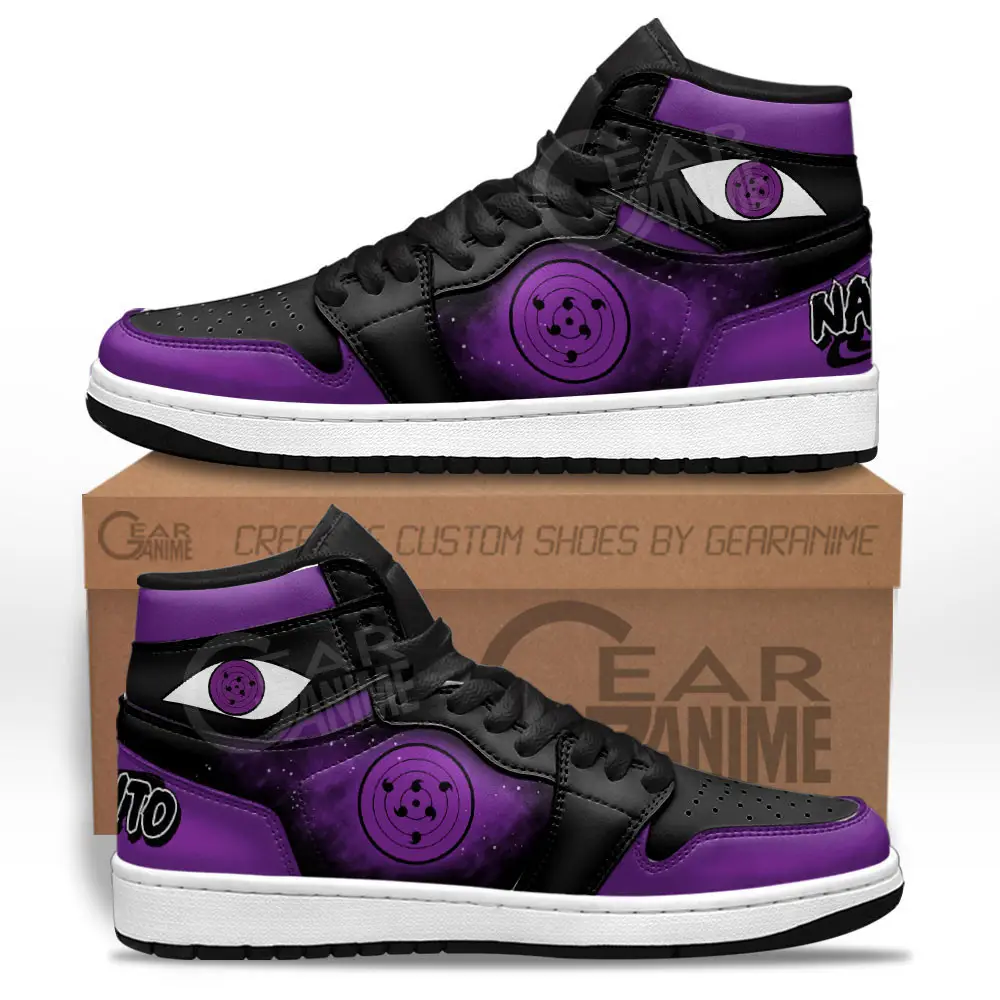 Air JD Hightop Shoes Sasuke Uchiha Rinnegan JD1s Sneakers Custom NRT Anime Dojutsu Shoes