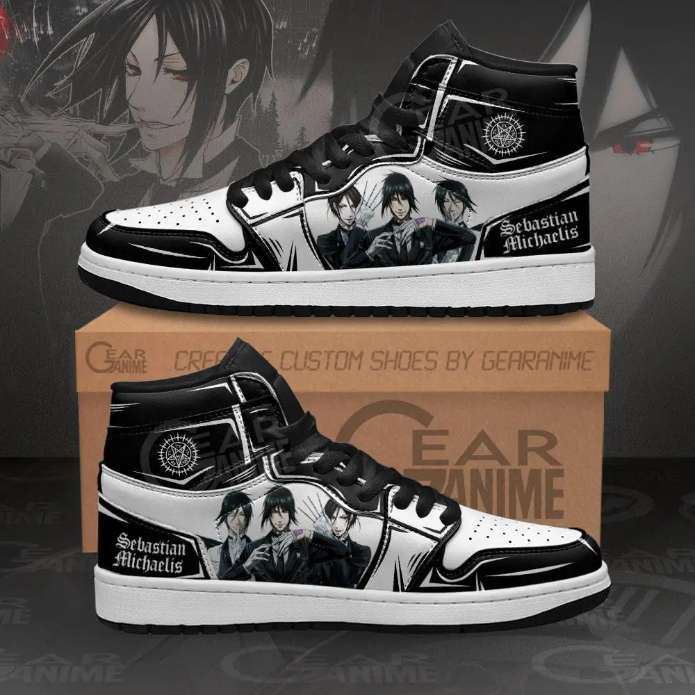 Air JD Hightop Shoes Sebastian Michaelis JD1s Sneakers Custom Anime Black Butler Shoes