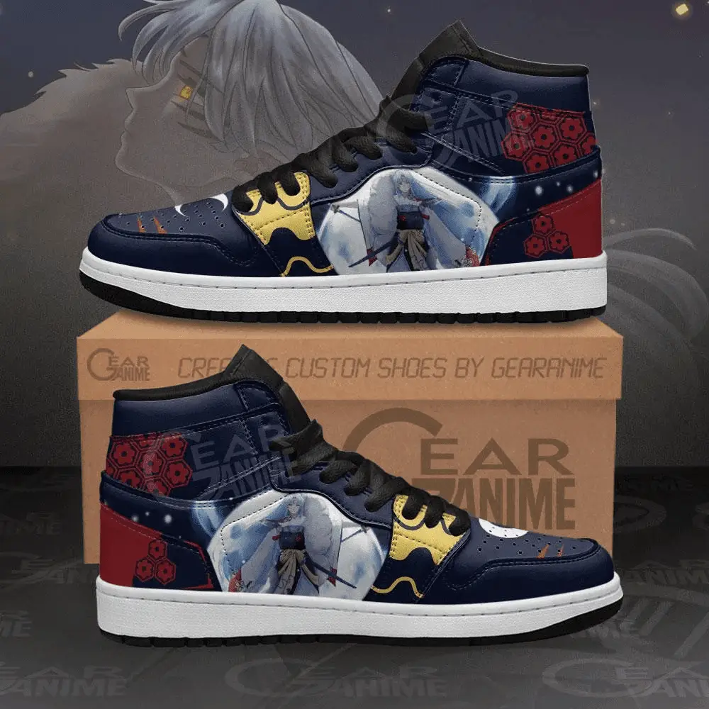 Air JD Hightop Shoes Sesshomaru JD1s Sneakers Dark Theme Custom Anime Shoes