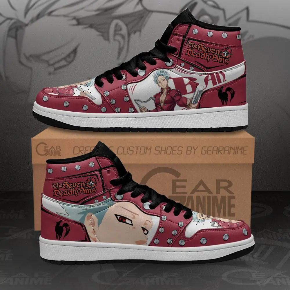 Air JD Hightop Shoes Seven Deadly Sins Ban JD1s Sneakers Custom Anime Shoes MN10