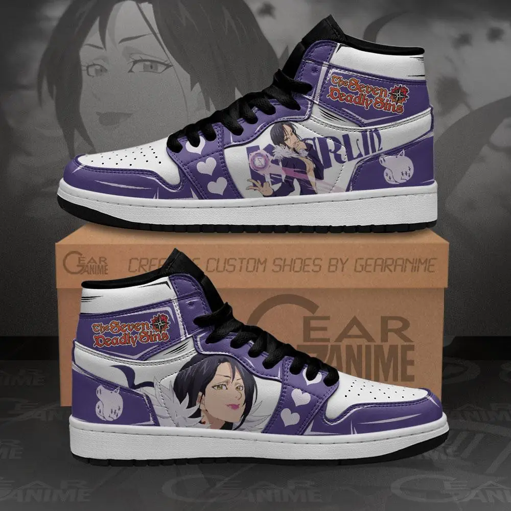 Air JD Hightop Shoes Seven Deadly Sins Merlin JD1s Sneakers Anime Custom Shoes MN10