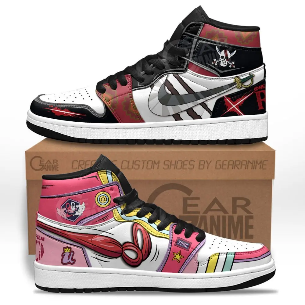 Air JD Hightop Shoes Shanks and Uta JD1s Sneakers One Piece Red Custom Anime Shoes Great Gift For Fans