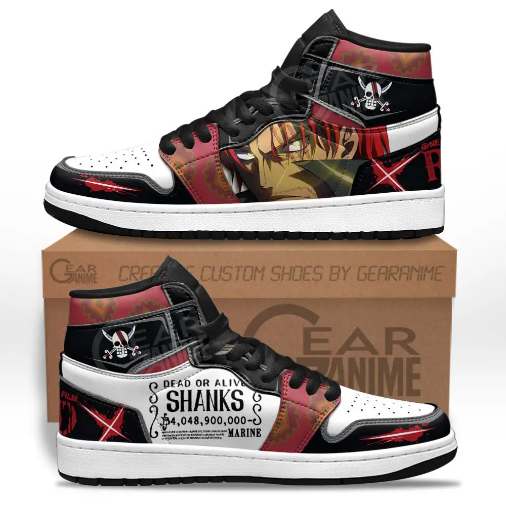 Air JD Hightop Shoes Shanks JD1s Sneakers One Piece Red Custom Anime Shoes