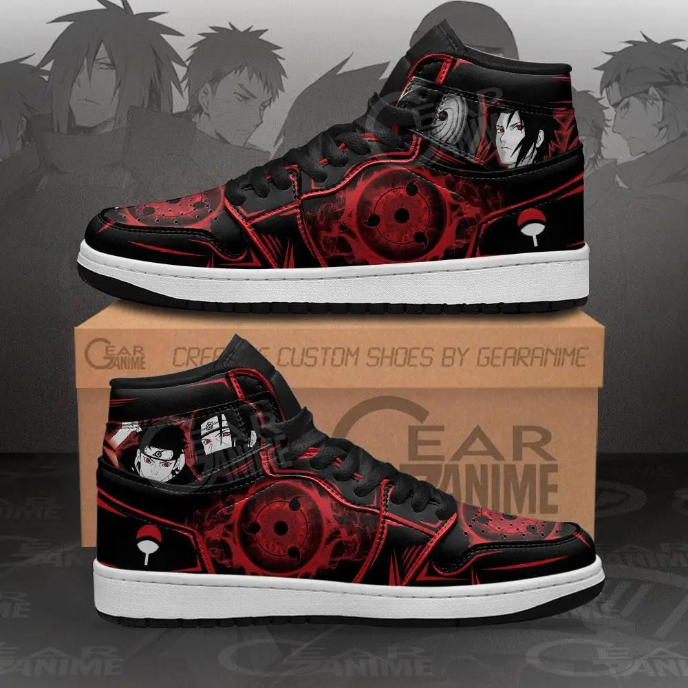 Air JD Hightop Shoes Sharingan Eyes JD1s Sneakers Custom NRT Uchiha Clan Anime Shoes