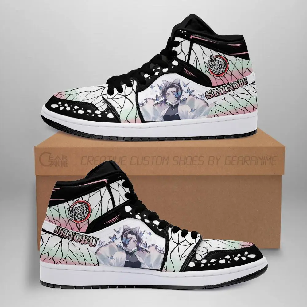 Air JD Hightop Shoes Shinobu Kocho Shoes Boots Demon Slayer Anime JD1s Sneakers Fan Gift Idea