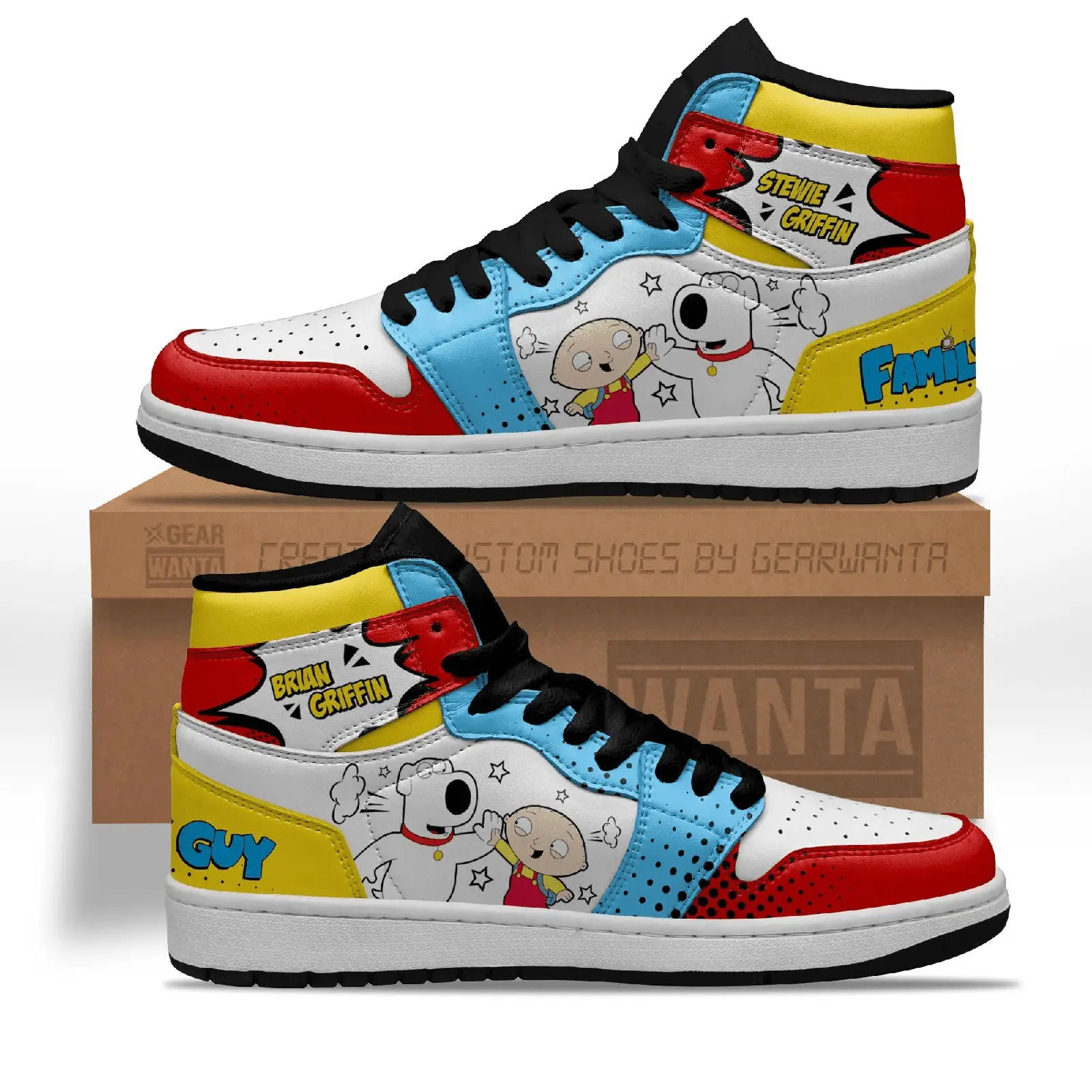 Air JD Hightop Shoes Stewie Griffin and Brian Griffin Air J1s Sneakers Custom Family Guy Shoes