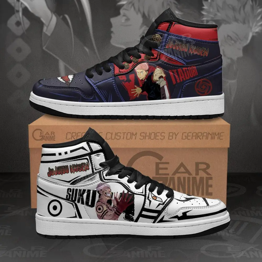 Air JD Hightop Shoes Sukuna And Itadori JD1s Sneakers Custom Jujutsu Kaisen Anime Shoes
