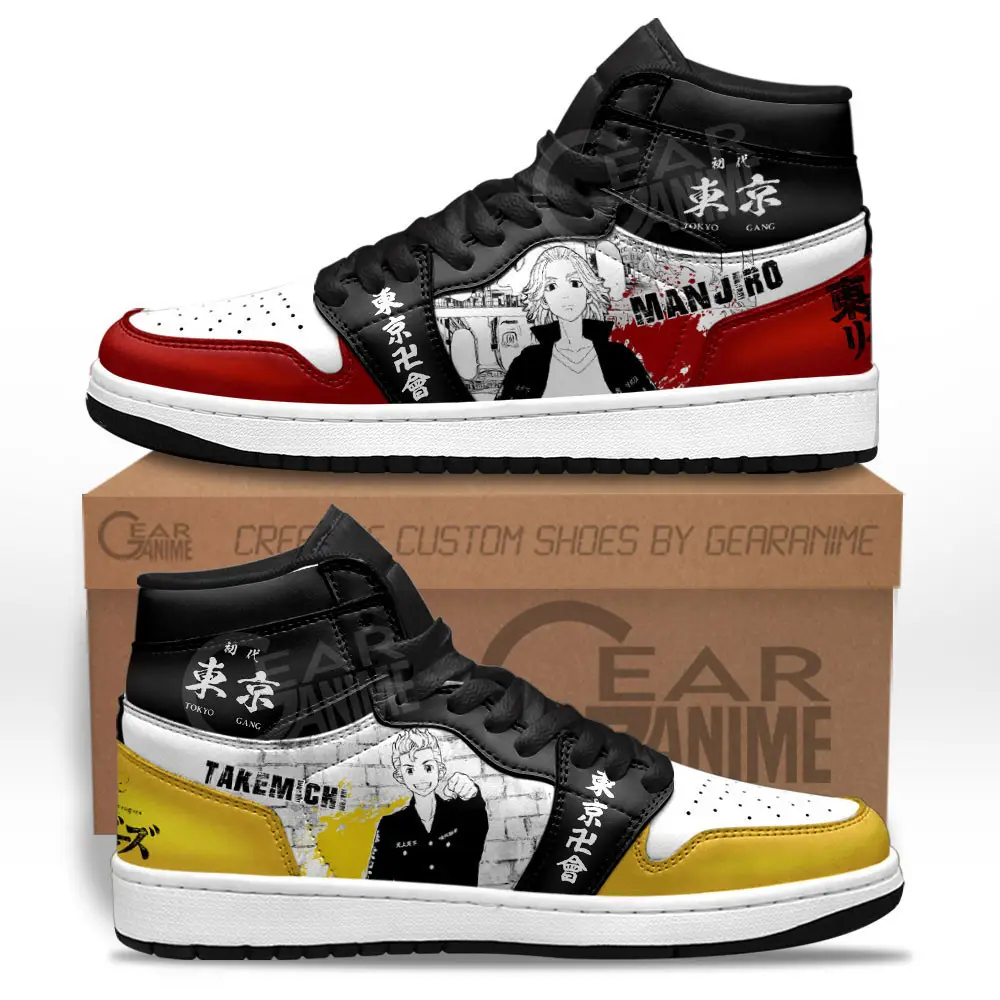 Air JD Hightop Shoes Takemichi and Mikey JD1s Sneakers Tokyo Revengers Custom Manga Anime Shoes