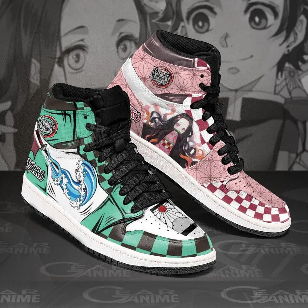 Air JD Hightop Shoes Tanjiro and Nezuko JD Sneakers Custom Kamado Brothers