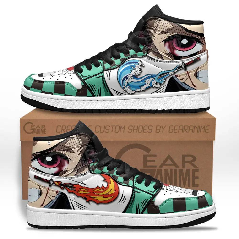 Air JD Hightop Shoes Tanjiro JD1s Sneakers Demon Slayer Custom Anime Shoes
