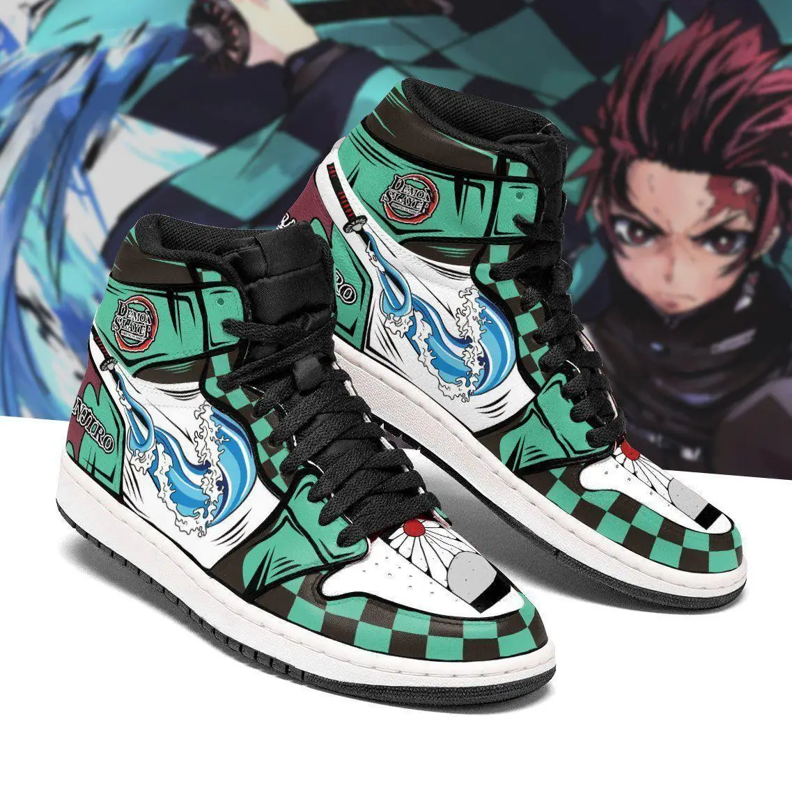 Air JD Hightop Shoes Tanjiro Water Breathing JD Sneakers Custom Air JD Hightop Shoes Tanjiro Water Breathing JD Sneakers Custom - Image 1