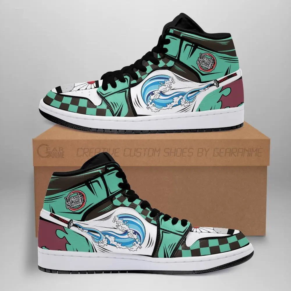 Air JD Hightop Shoes Tanjiro Water Breathing JD1s Sneakers Custom Noname Anime KNY Shoes