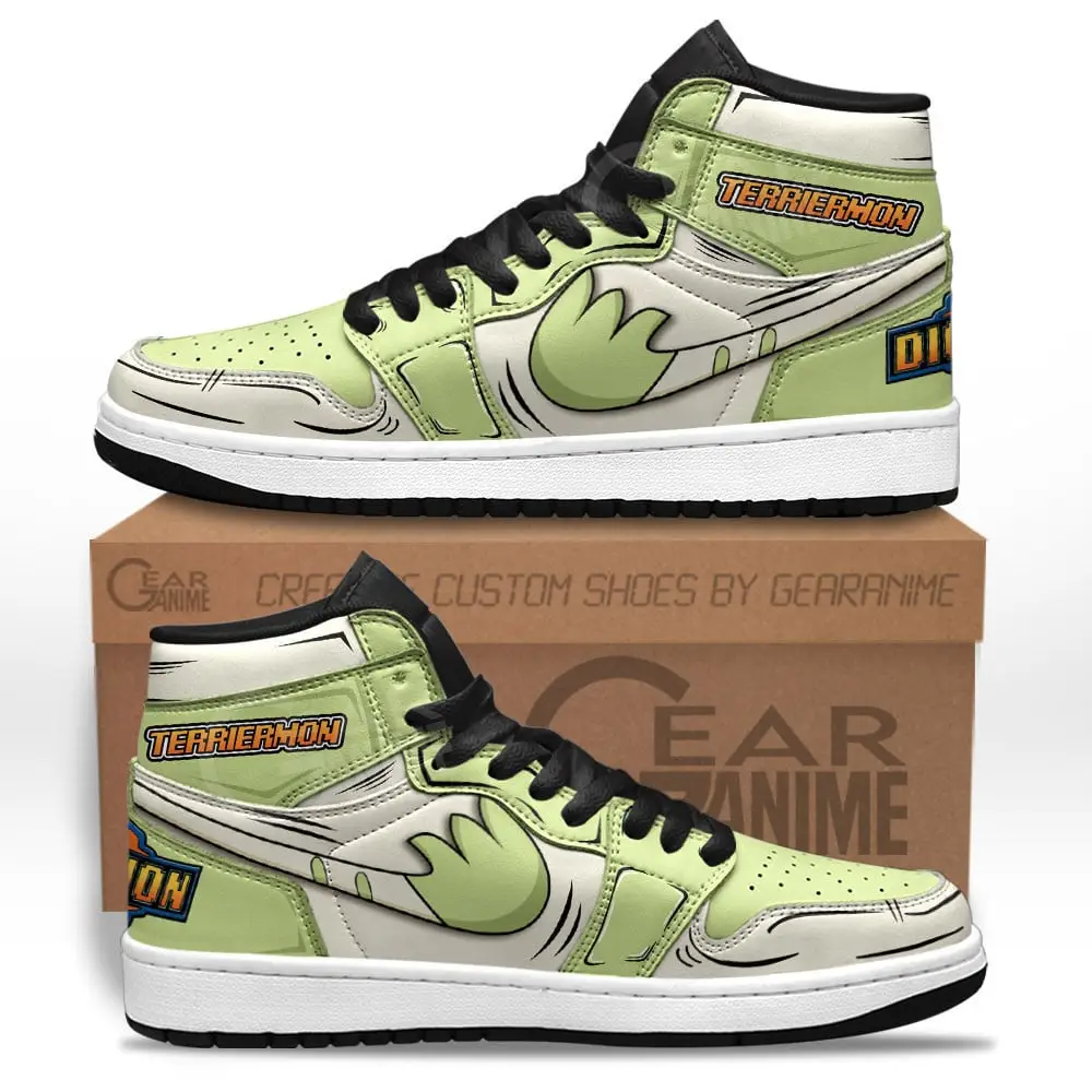 Air JD Hightop Shoes Terriermon Skill JD1s Sneakers Custom Digimon Anime Shoes For Fans