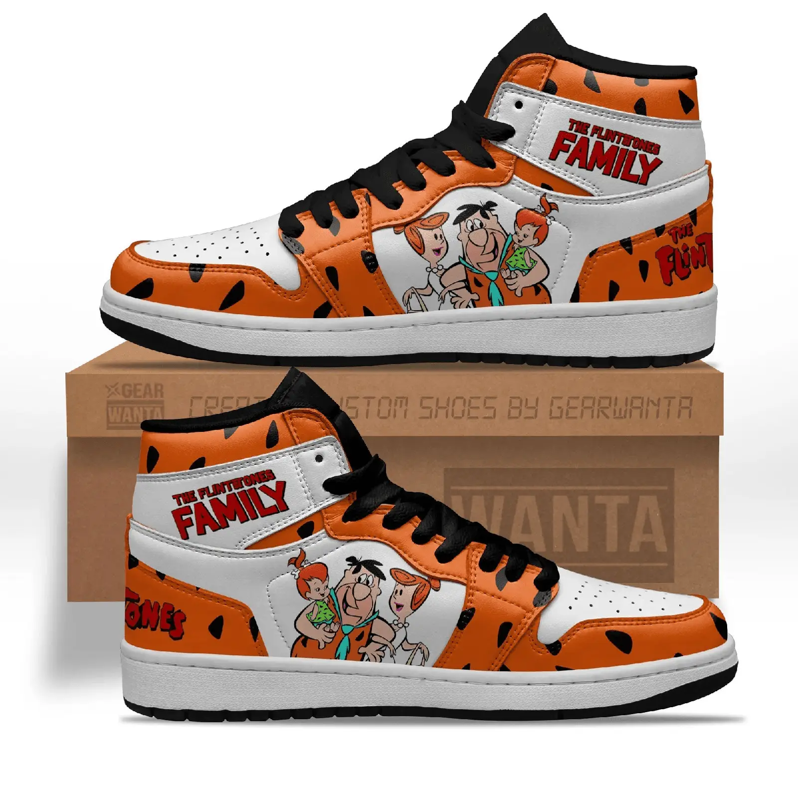 Air JD Hightop Shoes The Flintstones Family JD Sneakers Custom Shoes