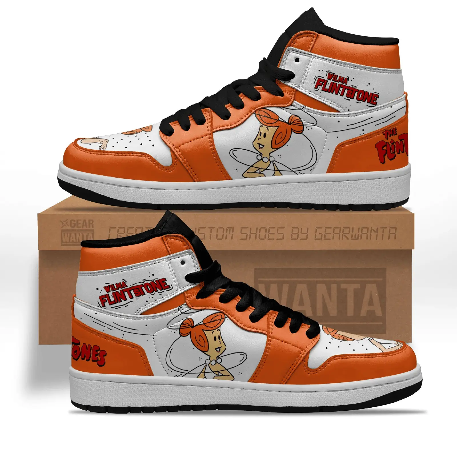 Air JD Hightop Shoes The Flintstones Wilma Flintstones J1 Shoes Custom
