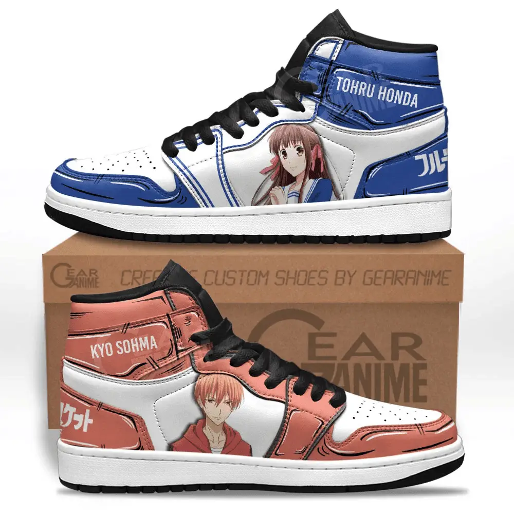 Air JD Hightop Shoes Tohru Honda and Kyo Sohma JD1s Sneakers Fruits Basket Custom Anime Shoes