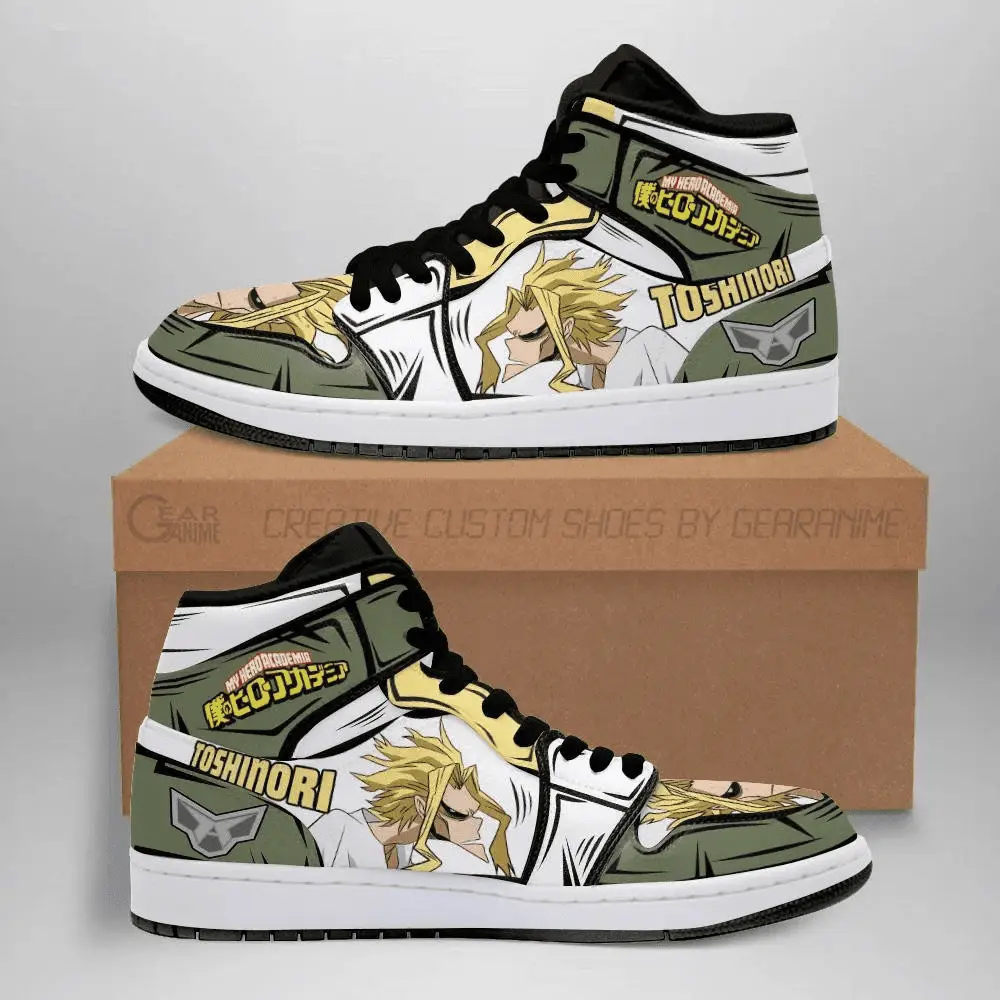 Air JD Hightop Shoes Toshinori Yagi JD1s Sneakers Custom Anime My Hero Academia Shoes
