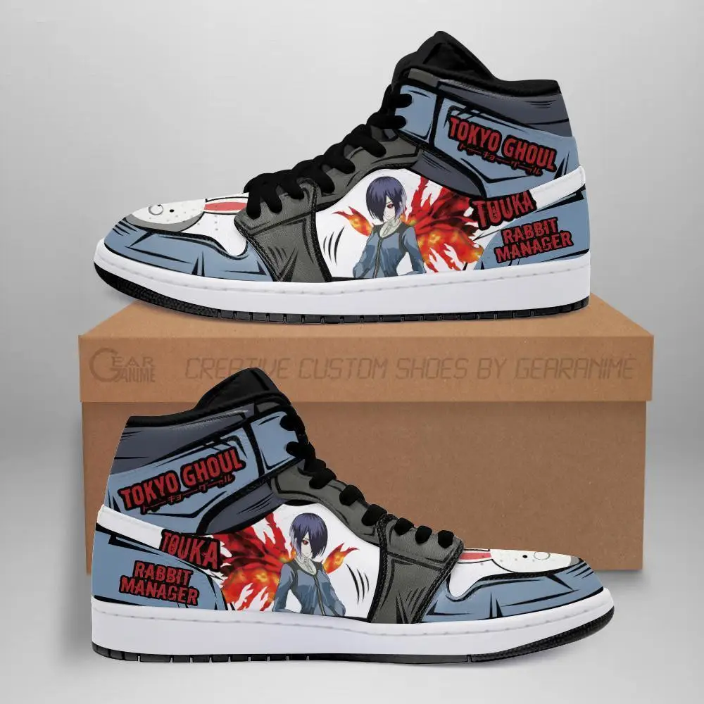 Air JD Hightop Shoes Touka Kirishima JD1s Sneakers Custom Tokyo Ghoul Anime Shoes MN05