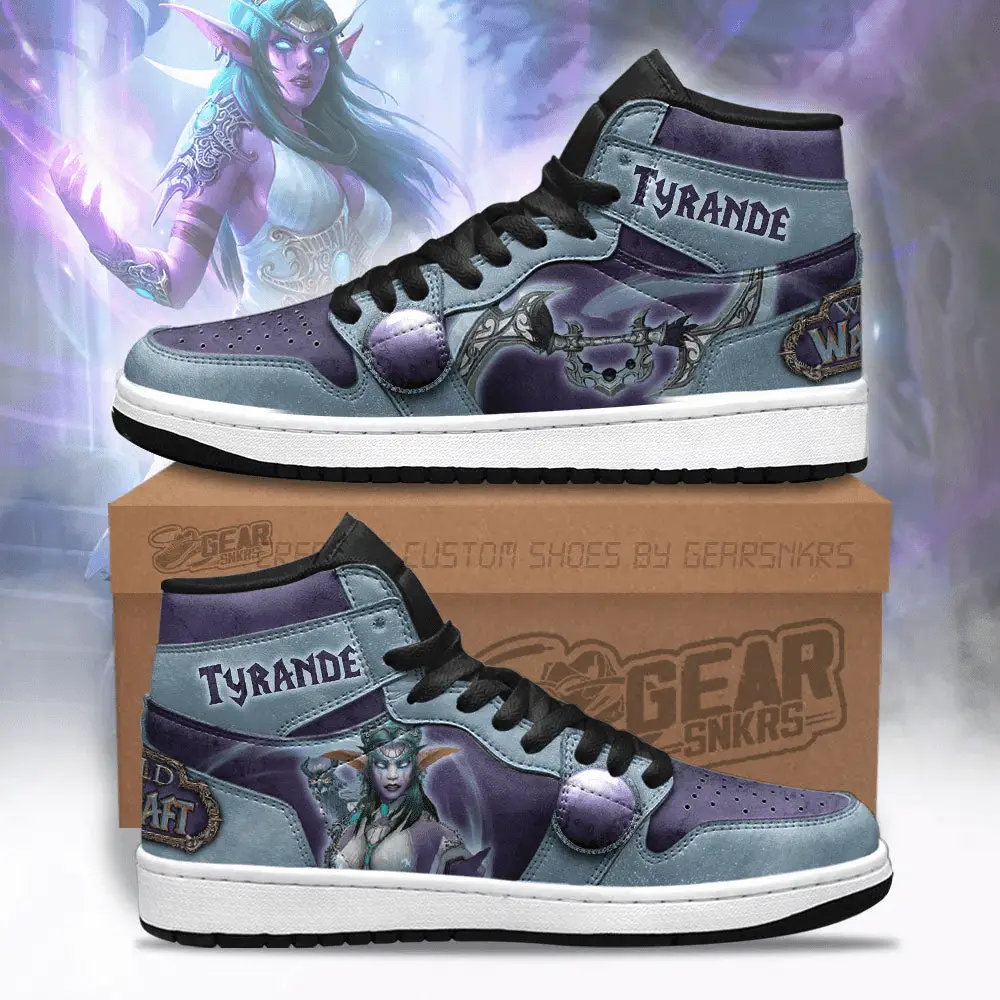 Air JD Hightop Shoes Tyrande World of Warcraft J1 Shoes Custom For Fans
