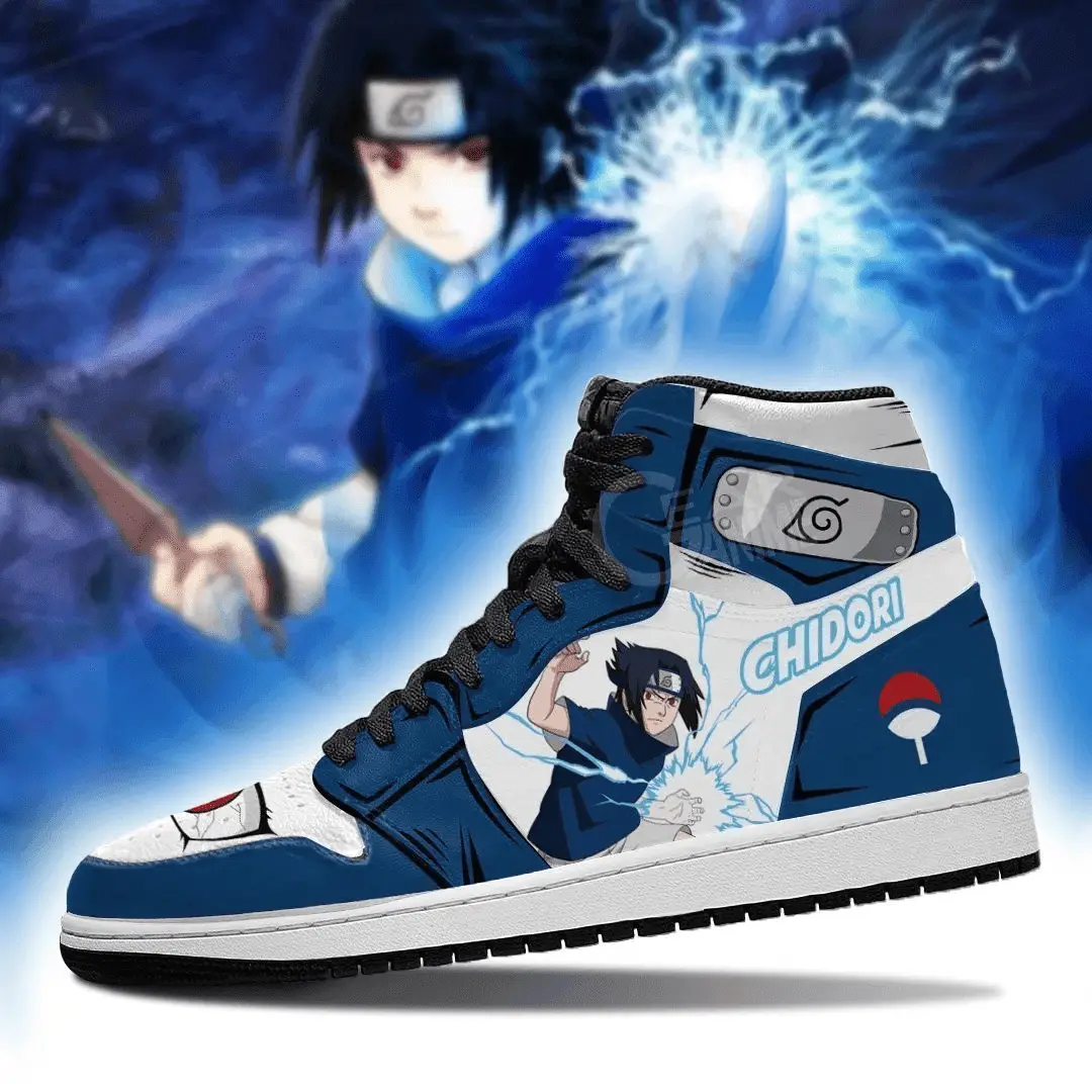 Air JD Hightop Shoes Uchiha Sasuke Chidori Anime Shoes Custom For Fans