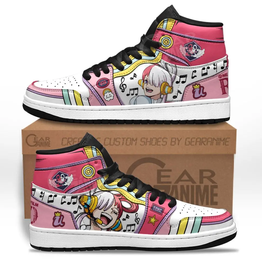 Air JD Hightop Shoes Uta JD1s Sneakers One Piece Red Custom Anime Shoes