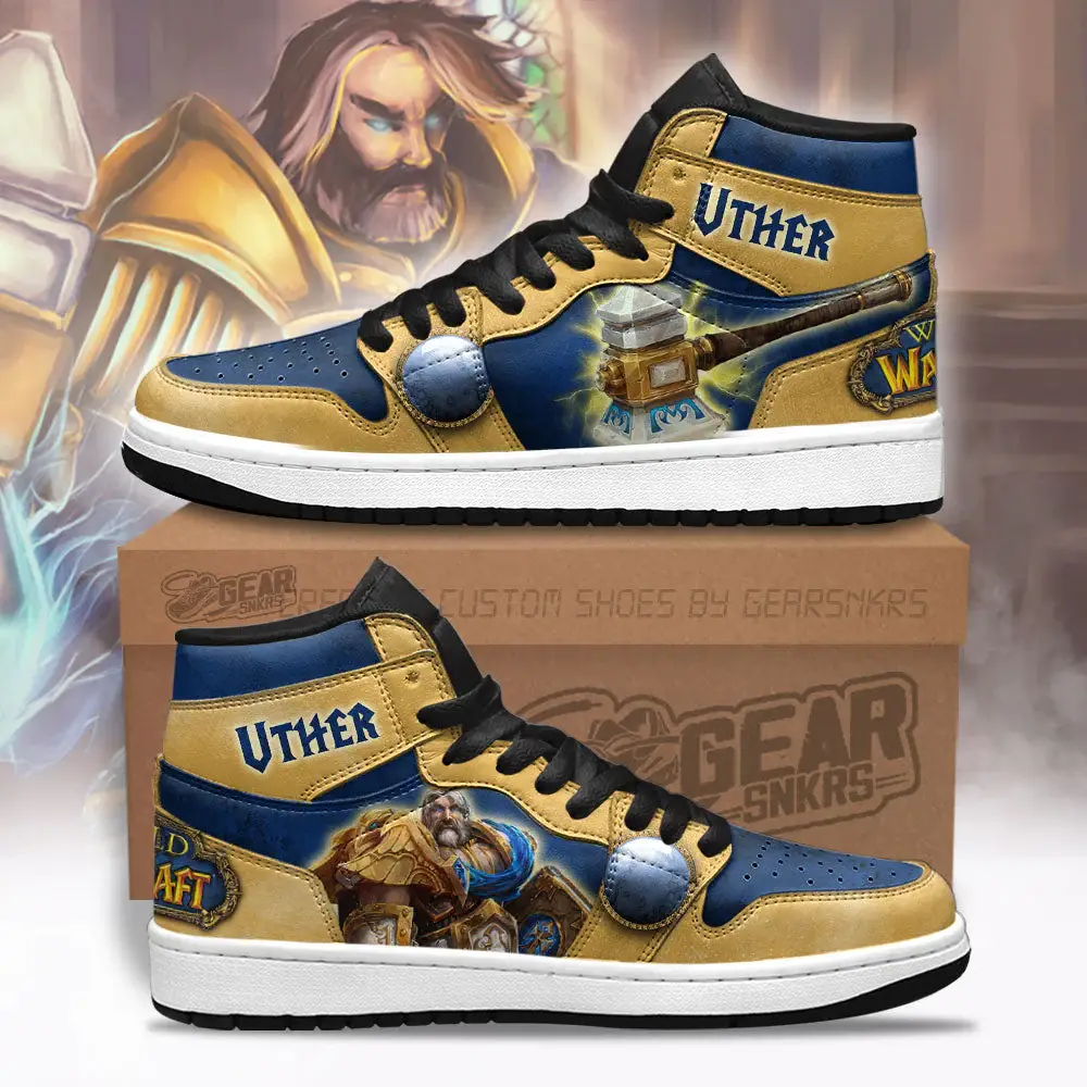 Air JD Hightop Shoes Uther World of Warcraft J1 Shoes Custom For Fans