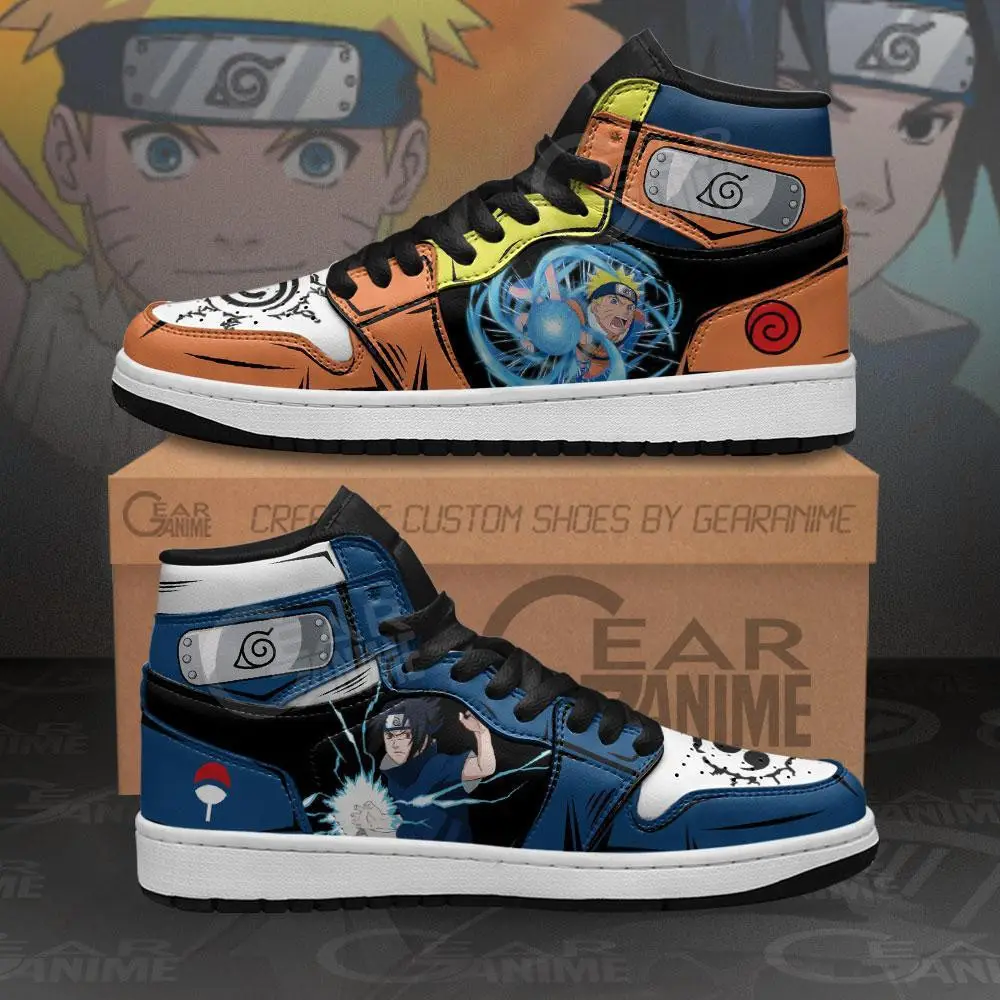 Air JD Hightop Shoes Uzumaki and Sasuke JD1s Sneakers Jutsu Custom Anime Shoes Air JD Hightop Shoes Uzumaki and Sasuke JD1s Sneakers Jutsu Custom Anime Shoes - Image 1