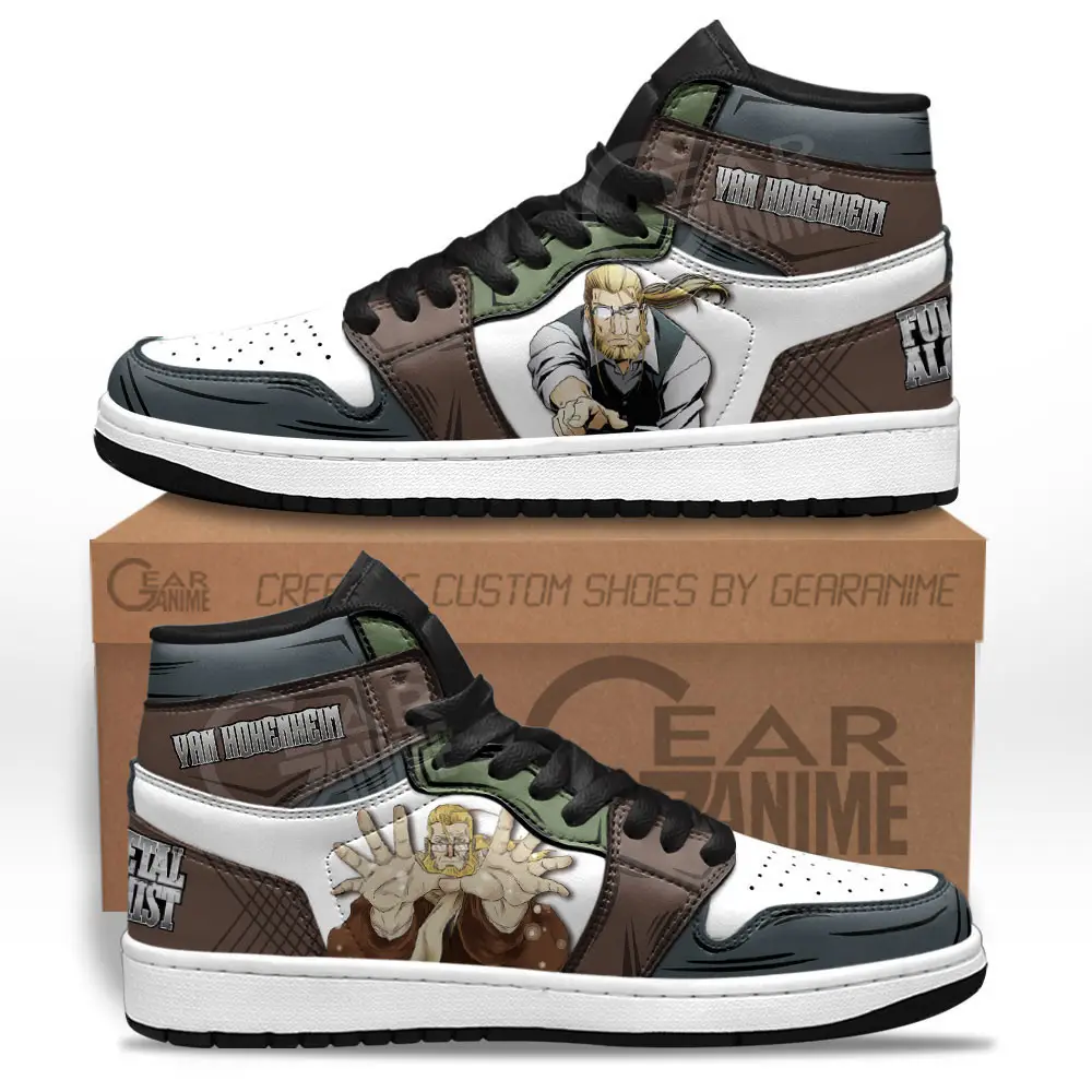 Air JD Hightop Shoes Van Hohenheim JD1s Sneakers Custom Fullmetal Alchemist Anime Shoes